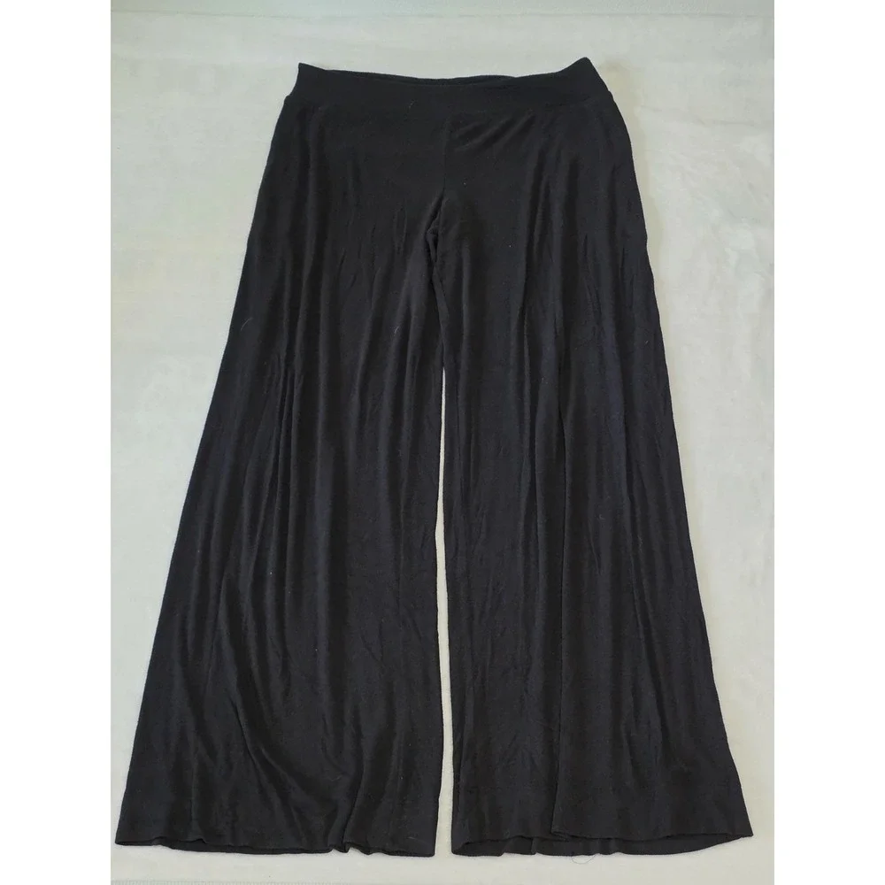 Athleta Womens Large Black Well Rested Rib Wide Leg Sleep Pajama Pants